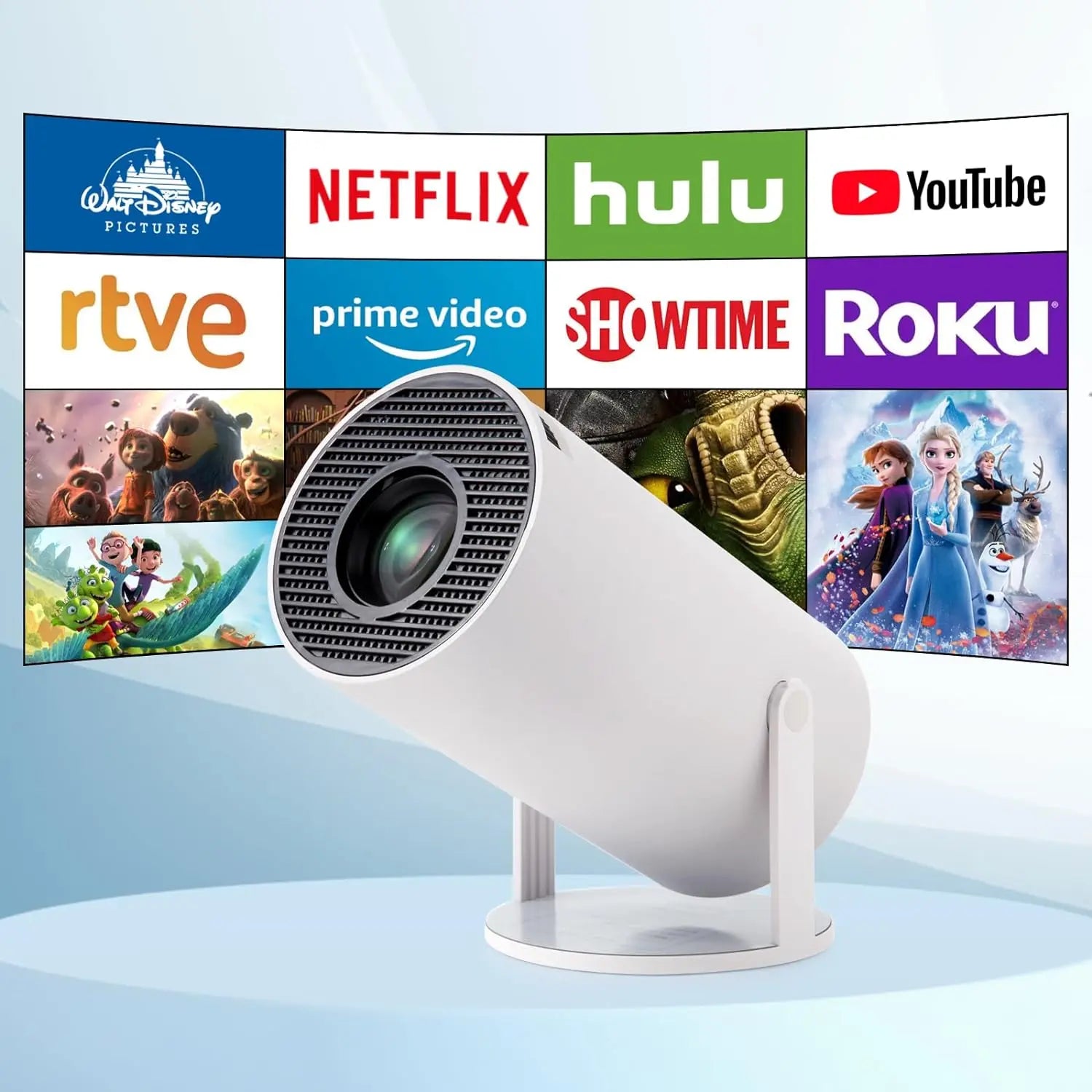Punnkk HY300 Android12 WiFi BT 4K/2K HD 180 Degree Rotation Auto Keystone 1GB/16GB (4500 lm / 1 Speaker / Wireless / Remote Controller) Portable Projector  (White) My Store